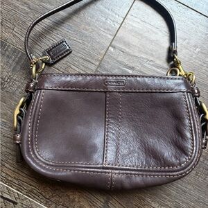 Coach Dark Brown Leather Wristlet